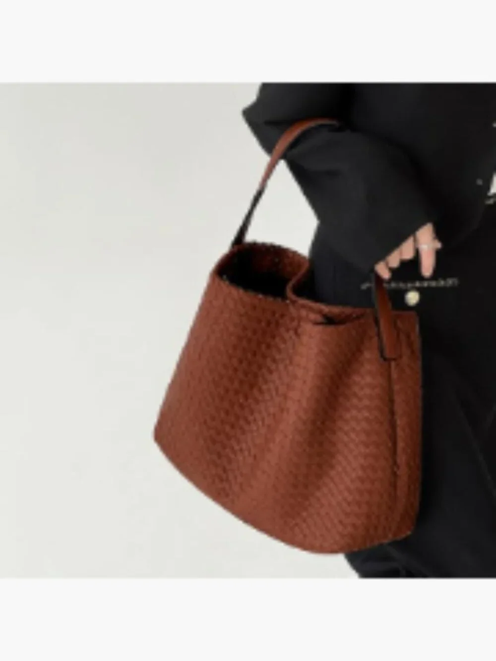 Woven Vegan Leather Hobo Tote Satchel Shoulder Crossbody Bag with Clutch